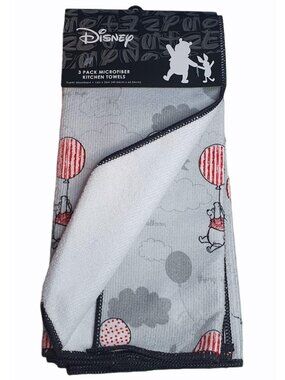3 Winnie Pooh Kitchen Towels Disney Red Balloon Piglet Microfiber Absorbent